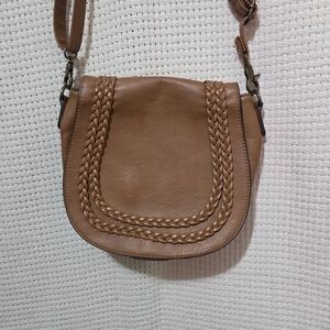 Under One Sky Brown Braided Women's Fold Over Crossbody Bag
